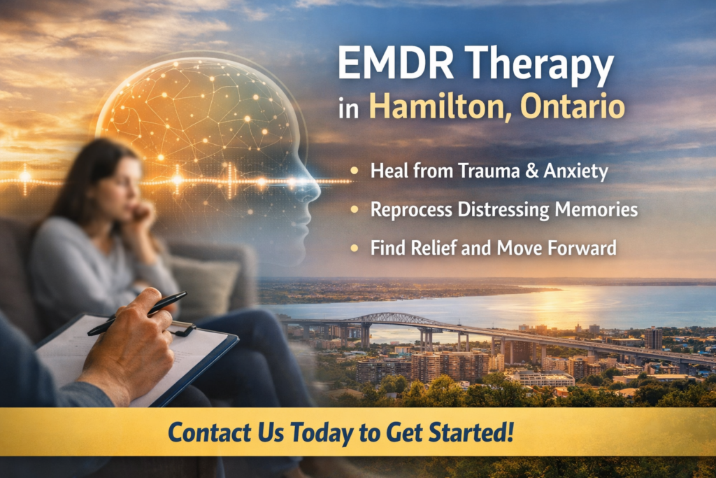 Frequently Asked Questions About EMDR Therapy What is EMDR therapy? Eye Movement Desensitization and Reprocessing is an evidence-based approach that helps the brain process and integrate distressing memories. Rather than focusing only on talking through experiences, EMDR works at the level of how memories are stored, reducing their emotional intensity over time. ⸻ What issues can EMDR help with? EMDR is commonly used for: • Trauma and post-traumatic stress • Anxiety and panic • Intrusive thoughts or memories • Negative self-beliefs • Stress related to past experiences Many people seek EMDR when they feel stuck, even after gaining insight through other forms of therapy. ⸻ How is EMDR different from traditional talk therapy? Traditional therapy often focuses on understanding patterns and building coping strategies. EMDR goes a step further by helping the brain reprocess distressing experiences so they no longer feel as immediate or overwhelming. This means you may spend less time explaining and more time actually shifting how the memory feels. ⸻ Will I have to relive my experiences in detail? No. EMDR does not require you to describe every detail of what happened. The process is structured and paced to help you engage with memories in a way that feels manageable and contained, not overwhelming. ⸻ Can EMDR be delivered online? Yes. Eye Movement Desensitization and Reprocessing can be effectively delivered online using secure software that we provide. We send you a private link that allows us to guide bilateral stimulation (BLS) remotely—such as visual tracking, tapping, or auditory tones—while ensuring the process remains interactive, structured, and safe. Many clients find online EMDR just as effective and often more convenient. ⸻ Is EMDR therapy safe? Yes, when delivered by a trained clinician, EMDR is considered a safe and well-researched therapy. A key part of the process involves preparation and stabilization to ensure you feel supported before moving into deeper work. ⸻ How long does EMDR therapy take? This varies depending on your goals and history. Some people experience noticeable shifts in a relatively short time, while others benefit from a longer course of therapy—especially when working through more complex or long-standing experiences. ⸻ How do I know if EMDR is right for me? EMDR may be a good fit if: • You feel stuck despite insight or previous therapy • Certain memories or triggers continue to affect you • You’re looking for a more direct way to process past experiences A consultation can help determine whether EMDR is the right approach for your specific needs. ⸻ Do you offer EMDR therapy in Hamilton and online? Yes, EMDR therapy is available both in-person in Hamilton and virtually across Ontario, allowing you to access support in the way that works best for you.