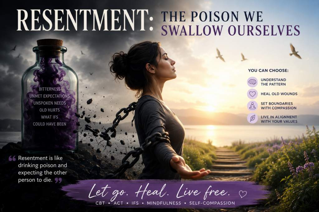 a woman depicting how resentment is a poison and the importance of healing resentment